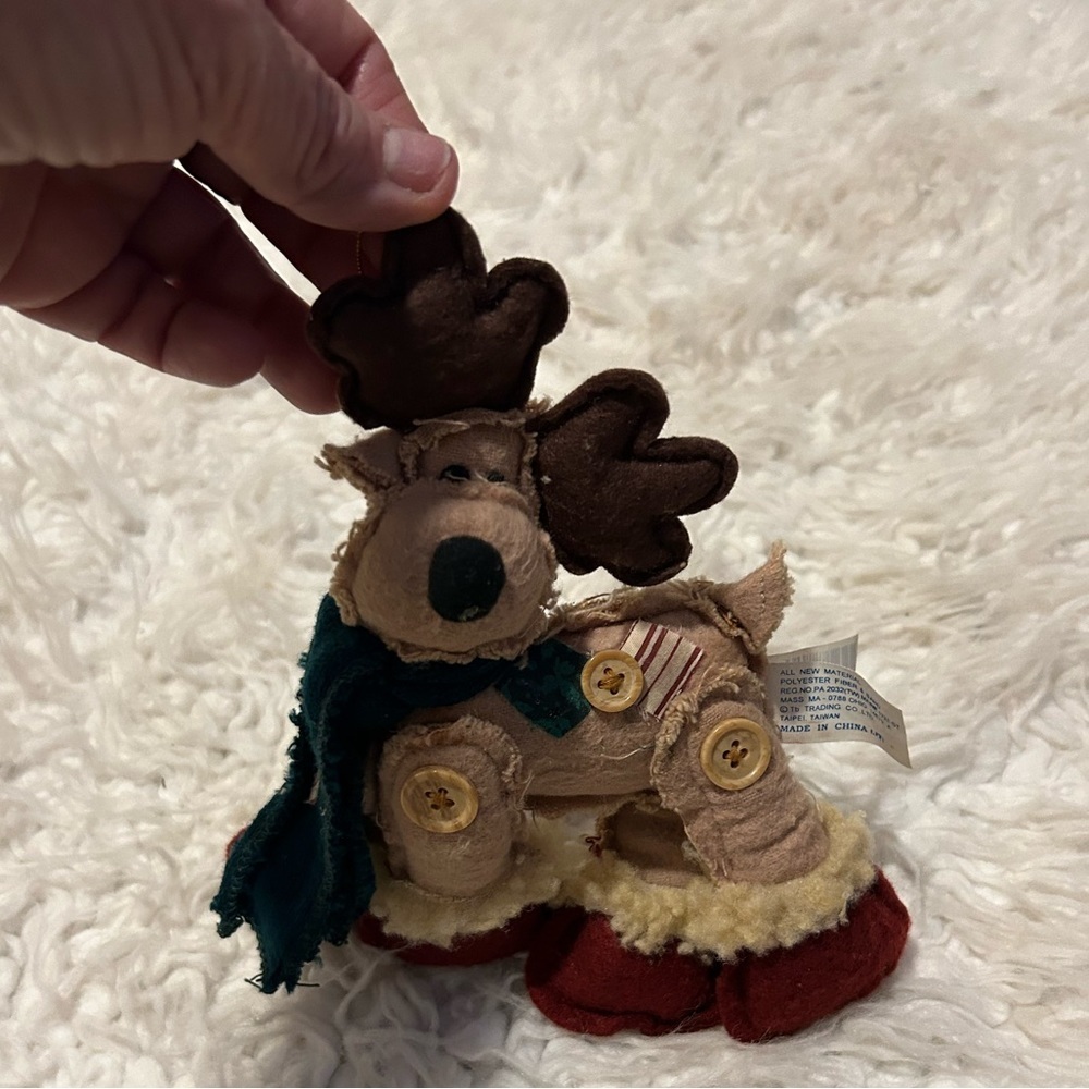 vintage felt button Christmas reindeer Ornament farmhouse